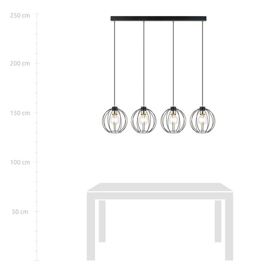 Emibig Emibig GINO 4 BLACK/GOLD - Stijlvolle industriële hanglamp