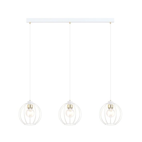 Emibig Emibig GINO 3 WIT/GOLD - Stijlvolle industriële hanglamp