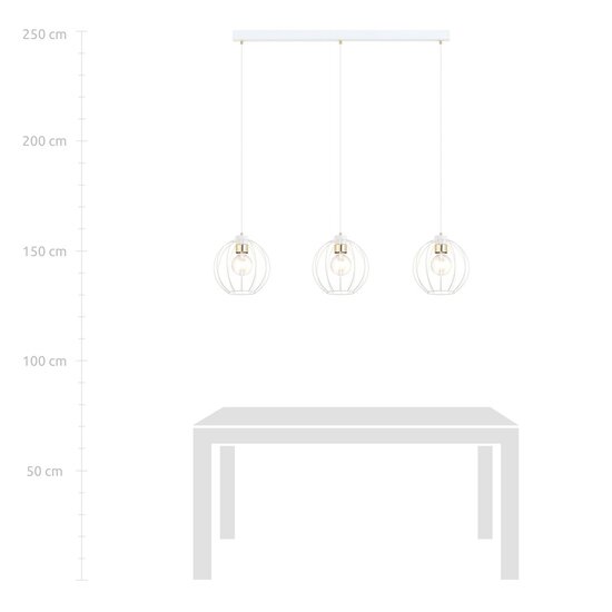 Emibig Emibig GINO 3 WIT/GOLD - Stijlvolle industriële hanglamp
