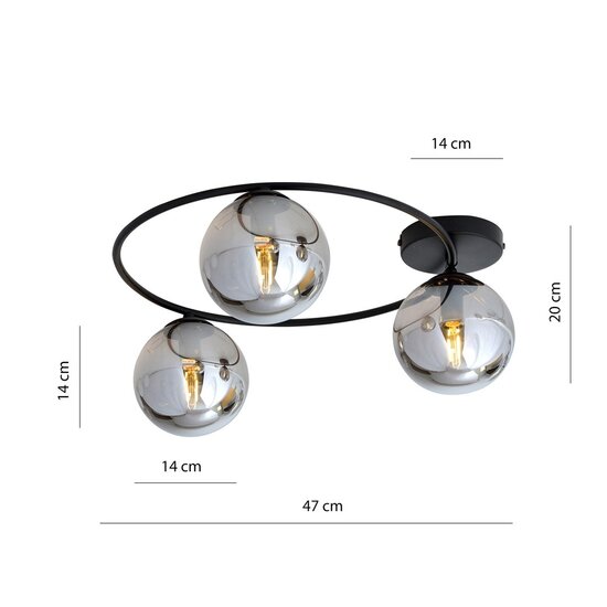 Emibig Emibig SOPRA 3 BL GRAFIT - Minimalistische plafondlamp voor elke ruimte