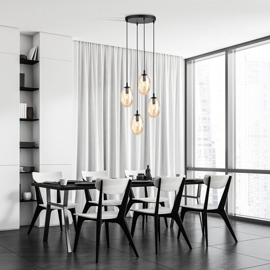 Emibig Emibig ASTRAL 4 BL PREMIUM MIODOWY - Moderne hanglamp met amberkleurige lampenkap
