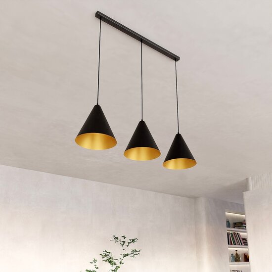 Emibig Emibig REBEL 3 BLACK/GOLD - Modern pendant lamp for a stylish interior