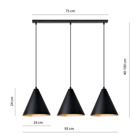 Emibig Emibig REBEL 3 NOIR/OR - Lampe suspendue moderne pour un intérieur élégant