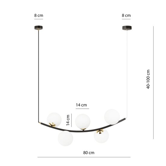 Emibig Emibig RITZ 5 BL OPAL - Retro Pendelleuchte für stilvolle Akzente