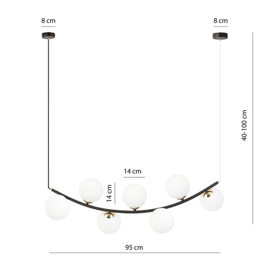 Emibig Emibig RITZ 7 BL OPAL - Retro Hanglamp voor een Stijlvolle Sfeer