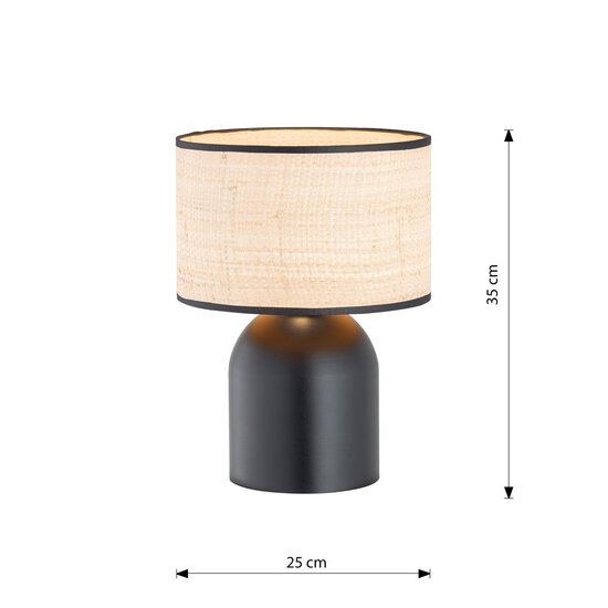 Emibig Emibig ASPEN LN1 BLACK/RATTAN - Scandinavian Table Lamp for a Stylish Atmosphere