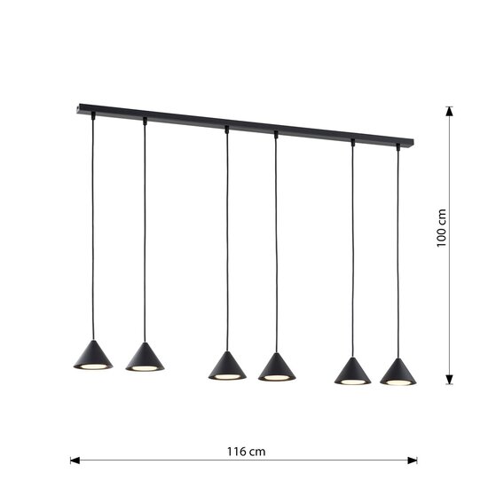 Emibig Emibig ELIT 6 BLACK - Minimalistische Hanglamp voor een Stijlvolle Interieur