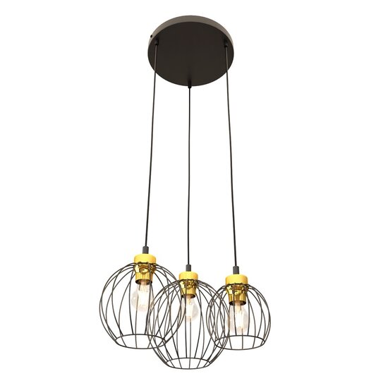 Emibig Emibig NANDO 3PREM BL GOLD - Stijlvolle industriële hanglamp