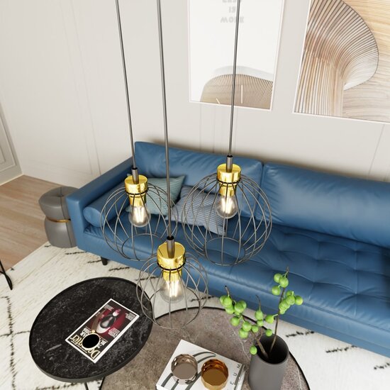 Emibig Emibig NANDO 3PREM BL GOLD - Elegante industrielle Pendelleuchte