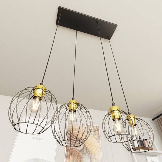 Emibig Emibig NANDO 4 BL GOLD - Stijlvolle industriële hanglamp
