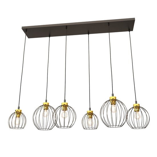 Emibig Emibig NANDO 6 BL GOLD - Stijlvolle industriële hanglamp