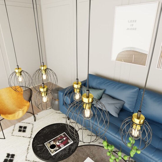 Emibig Emibig NANDO 6 BL GOLD - Stylish industrial pendant lamp