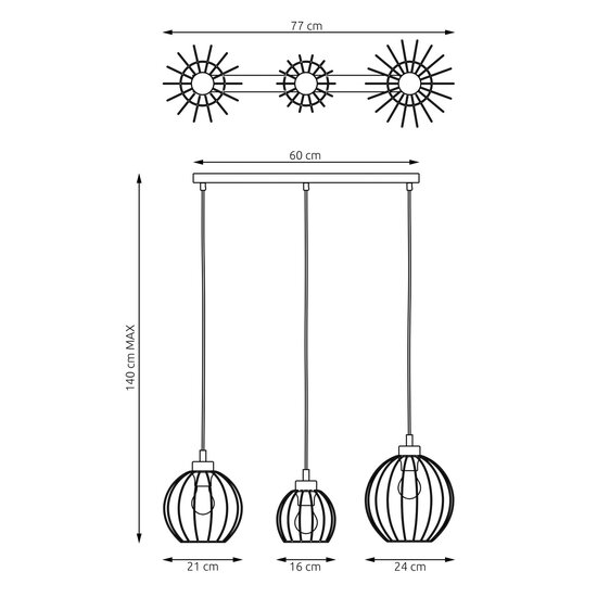 Emibig Emibig NANDO 3 BL - Industriële hanglamp voor een moderne uitstraling