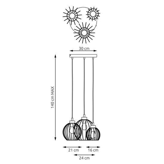 Emibig Emibig NANDO 3PREM BL - Industrielle Pendelleuchte für stilvolles Wohnen
