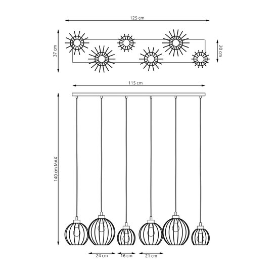 Emibig Emibig NANDO 6 BL - Industriële Hanglamp voor een Stijlvolle Sfeer