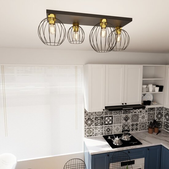 Emibig Emibig NEST 4 BL GOLD - Lámpara de techo industrial elegante