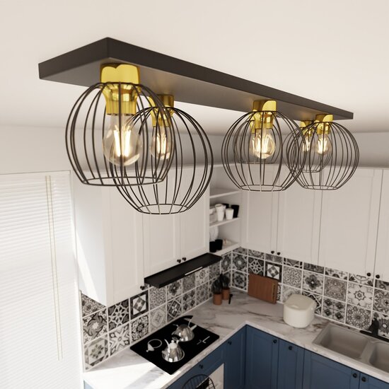 Emibig Emibig NEST 6 BL GOLD - Elegante Deckenlampe im industriellen Stil