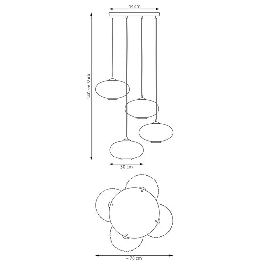 Emibig Emibig COCO 4 BL PREM GRAFIT - Glamorous Pendant Lamp for a Stylish Atmosphere