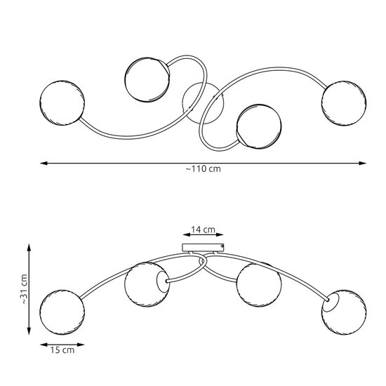 Emibig Emibig VIBRA 4 BL OPAL - Modern ceiling lamp for a stylish look