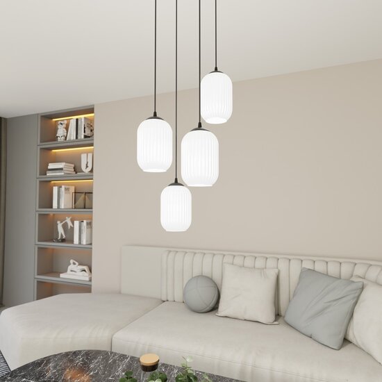 Emibig Emibig VERDI 4PREM BL OPAL - Lampe Suspendue Glamour pour Intérieurs Stylés
