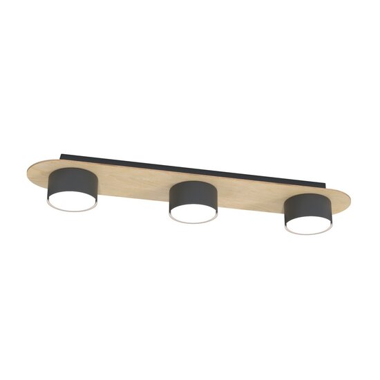 Emibig Emibig DIAZ 3 BL WOOD - Moderne plafondlamp met houten accenten