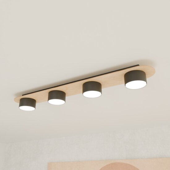 Emibig Emibig DIAZ 4 BL WOOD - Moderne Deckenlampe aus Holz und Stahl
