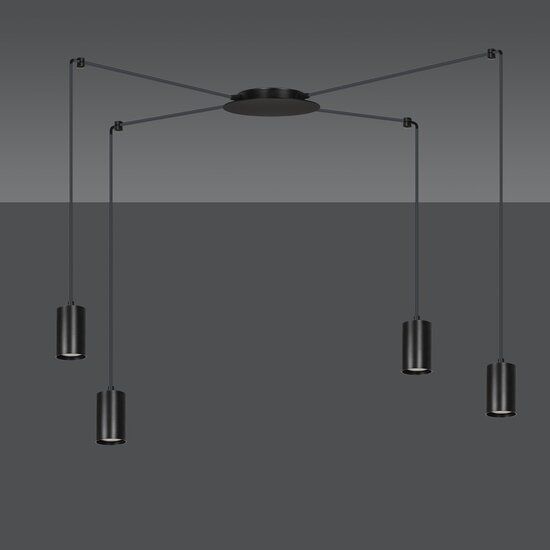 Emibig Emibig TRAKER 4 BL/BLACK - Moderne Hanglamp van Poedercoated Staal