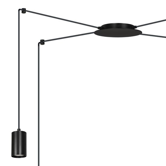 Emibig Emibig TRAKER 4 BL/BLACK - Moderne Hanglamp van Poedercoated Staal