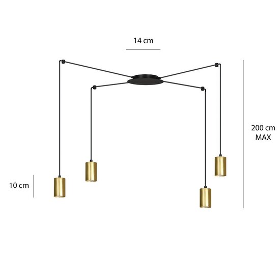 Emibig Emibig TRAKER 4 BL/GOLD - Moderne Hanglamp voor een Stijlvolle Sfeer