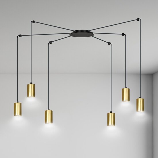 Emibig Emibig TRAKER 6 BL/GOLD - Lampe Suspendue Moderne pour une Ambiance Élégante