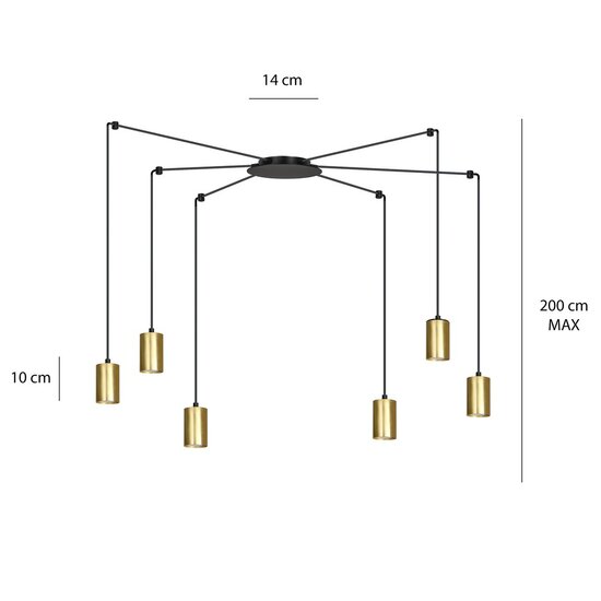 Emibig Emibig TRAKER 6 BL/GOLD - Lámpara colgante moderna para una iluminación elegante