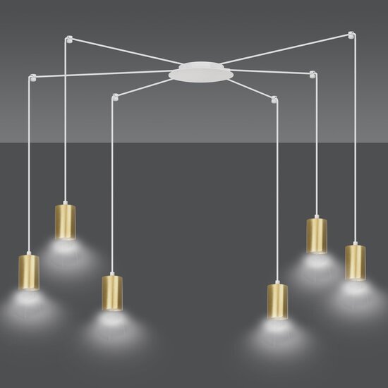 Emibig Emibig TRAKER 6 WH/GOLD - Modern pendant lamp for a stylish ambiance