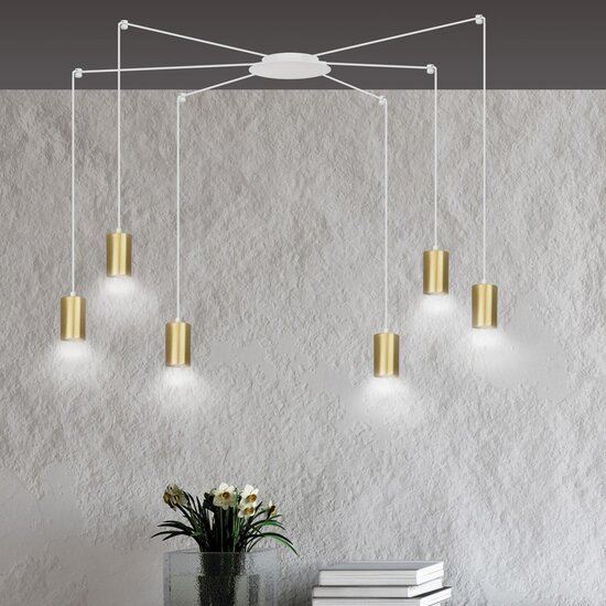 Emibig Emibig TRAKER 6 WH/GOLD - Lampe suspendue moderne pour une ambiance élégante