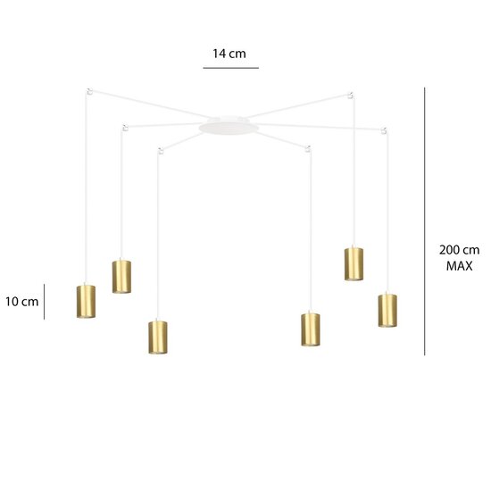 Emibig Emibig TRAKER 6 WH/GOLD - Lampe suspendue moderne pour une ambiance élégante