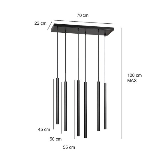 Emibig Emibig SELTER 6 BLACK - Lámpara colgante minimalista para un hogar elegante