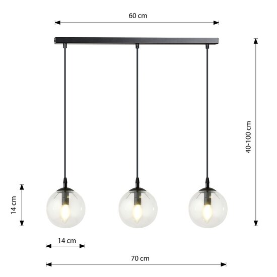 Emibig Emibig COSMO 3 BL TRANSPARENT - Lampe suspendue moderne pour tous les espaces