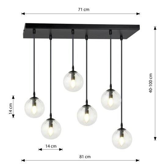 Emibig Emibig COSMO 6 BL TRANSPARENT - Moderne hanglamp voor elke ruimte
