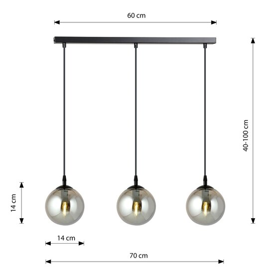 Emibig Emibig COSMO 3 BL GRAFIT - Modern pendant lamp for a stylish look