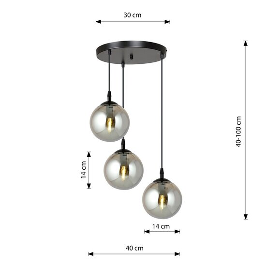 Emibig Emibig COSMO 3 BL PREMIUM GRAFIT - Moderne hanglamp voor elke ruimte