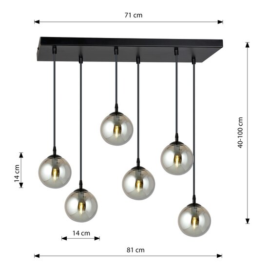 Emibig Emibig COSMO 6 BL GRAFIT - Moderne hanglamp voor een stijlvol interieur