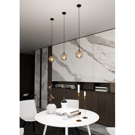 Emibig Emibig COSMO 1 BL MIODOWY - Moderne hanglamp met amber glazen kap