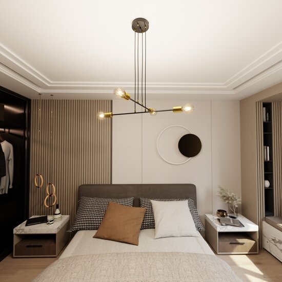 Emibig Emibig VESIO 4 BLACK - Retro Pendant Lamp Made of Powder Coated Steel