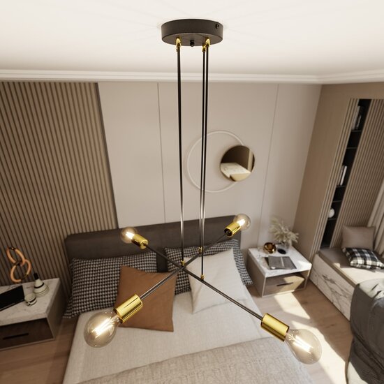 Emibig Emibig VESIO 4 BLACK - Retro Pendant Lamp Made of Powder Coated Steel