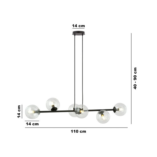 Emibig Emibig ROSSI 6 BL TRANSPARENT - Moderne hanglamp voor sfeervolle verlichting