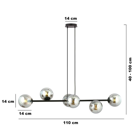 Emibig Emibig ROSSI 6 BL GRAFIT - Lampe suspendue moderne pour un éclairage élégant