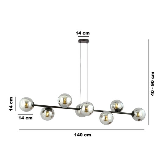 Emibig Emibig ROSSI 8 BL GRAFIT - Moderne hanglamp voor sfeervolle verlichting