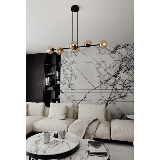 Emibig Emibig ROSSI 6 BL MIODOWY - Moderne Pendelleuchte mit Amber-Schirm