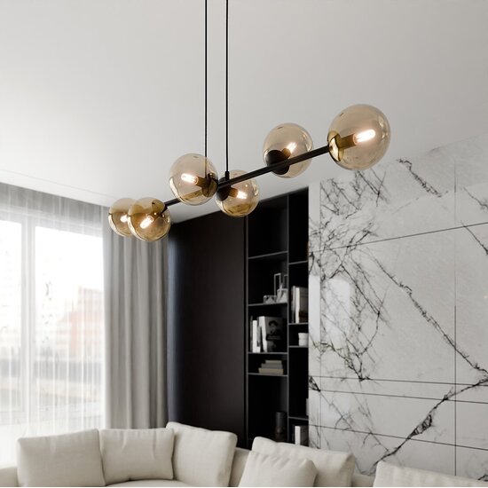 Emibig Emibig Rossi 6 Hanglamp - Modern design met amberkleurige lampenkap