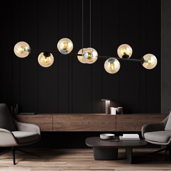Emibig Emibig Rossi 8 Hanglamp - Moderne stijl met amberkleurige lampenkap