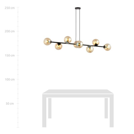 Emibig Emibig Rossi 8 Hanglamp - Moderne stijl met amberkleurige lampenkap